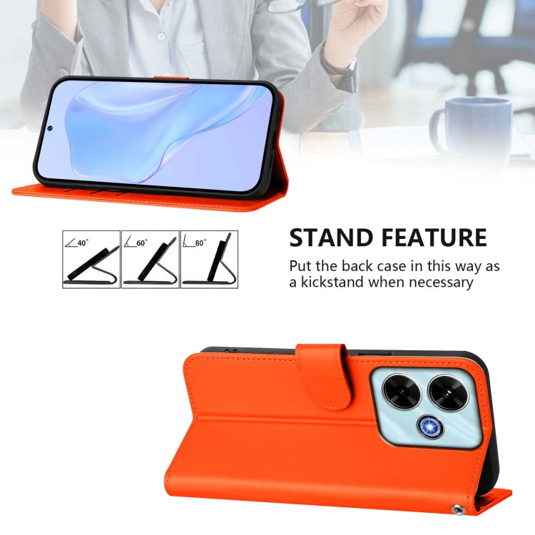For Xiaomi Poco M6 4G Skin Feel Solid Color Leather Phone Case with Lanyard