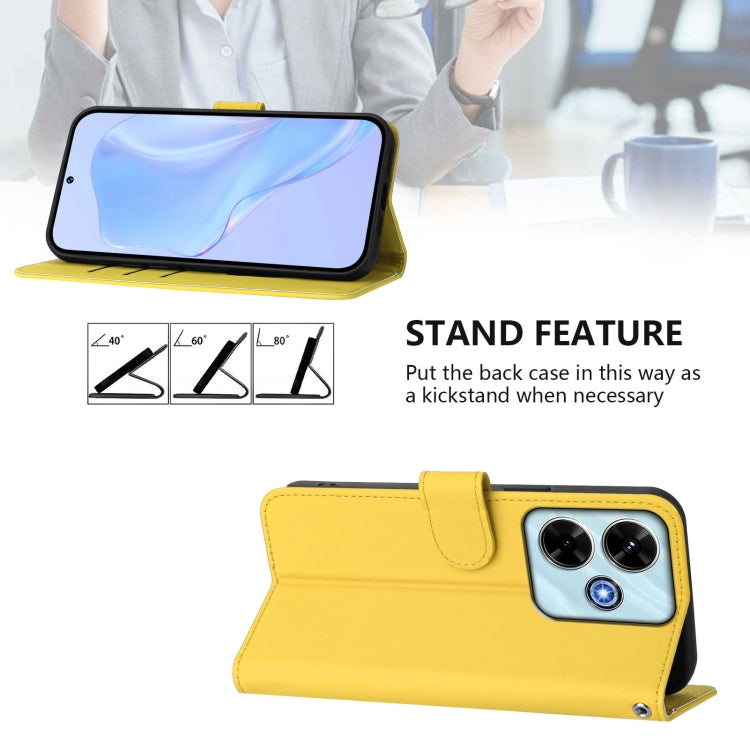 For Xiaomi Poco M6 4G Skin Feel Solid Color Leather Phone Case with Lanyard