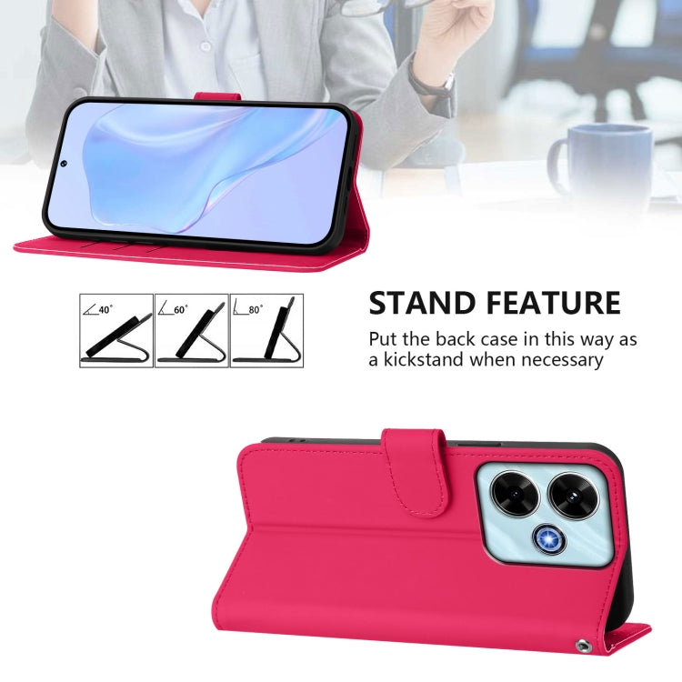 For Xiaomi Poco M6 4G Skin Feel Solid Color Leather Phone Case with Lanyard