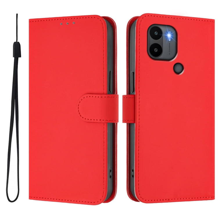 For Xiaomi Poco C50 4G / C51 Skin Feel Solid Color Leather Phone Case with Lanyard