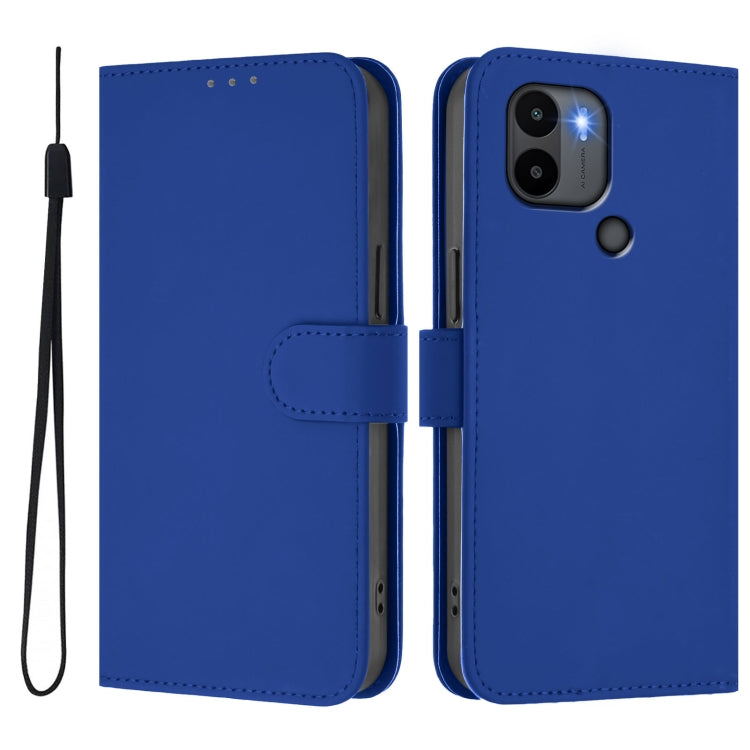 For Xiaomi Poco C50 4G / C51 Skin Feel Solid Color Leather Phone Case with Lanyard