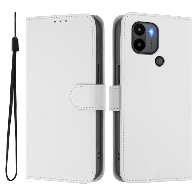 For Xiaomi Poco C50 4G / C51 Skin Feel Solid Color Leather Phone Case with Lanyard