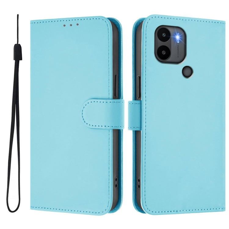 For Xiaomi Poco C50 4G / C51 Skin Feel Solid Color Leather Phone Case with Lanyard