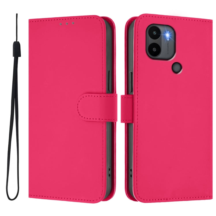 For Xiaomi Poco C50 4G / C51 Skin Feel Solid Color Leather Phone Case with Lanyard