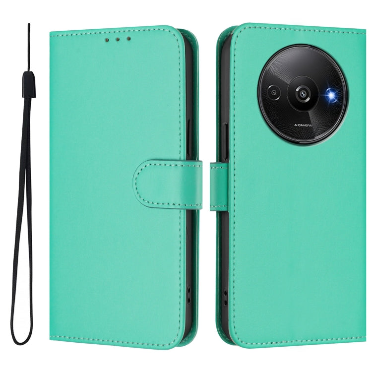 For Xiaomi Poco C61 4G Global Skin Feel Solid Color Leather Phone Case with Lanyard