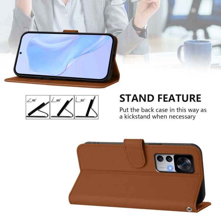 For Xiaomi 12T / 12T Pro Skin Feel Solid Color Leather Phone Case with Lanyard