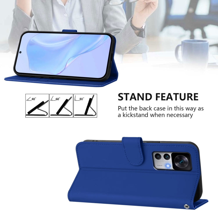 For Xiaomi 12T / 12T Pro Skin Feel Solid Color Leather Phone Case with Lanyard