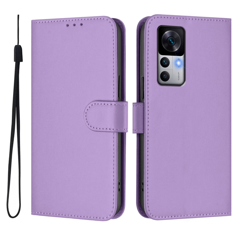 For Xiaomi 12T / 12T Pro Skin Feel Solid Color Leather Phone Case with Lanyard