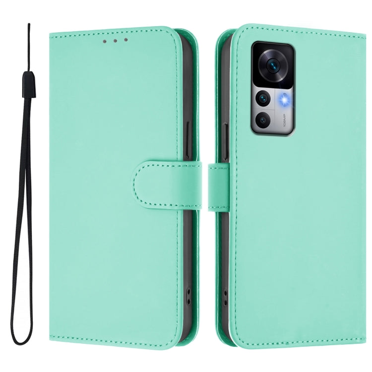 For Xiaomi 12T / 12T Pro Skin Feel Solid Color Leather Phone Case with Lanyard