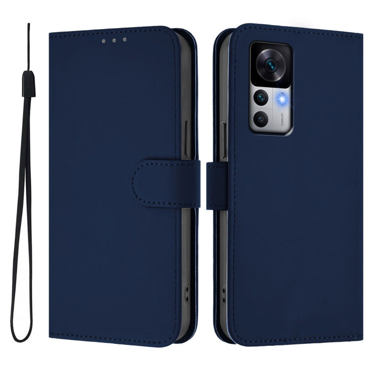 For Xiaomi 12T / 12T Pro Skin Feel Solid Color Leather Phone Case with Lanyard