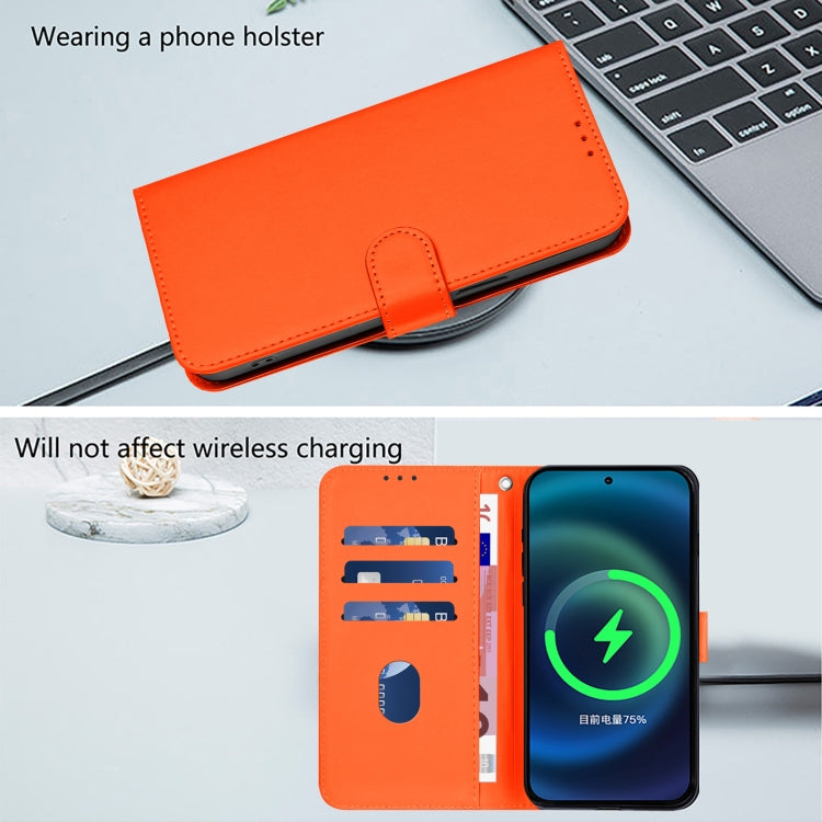 For Xiaomi Poco M5s Skin Feel Solid Color Leather Phone Case with Lanyard