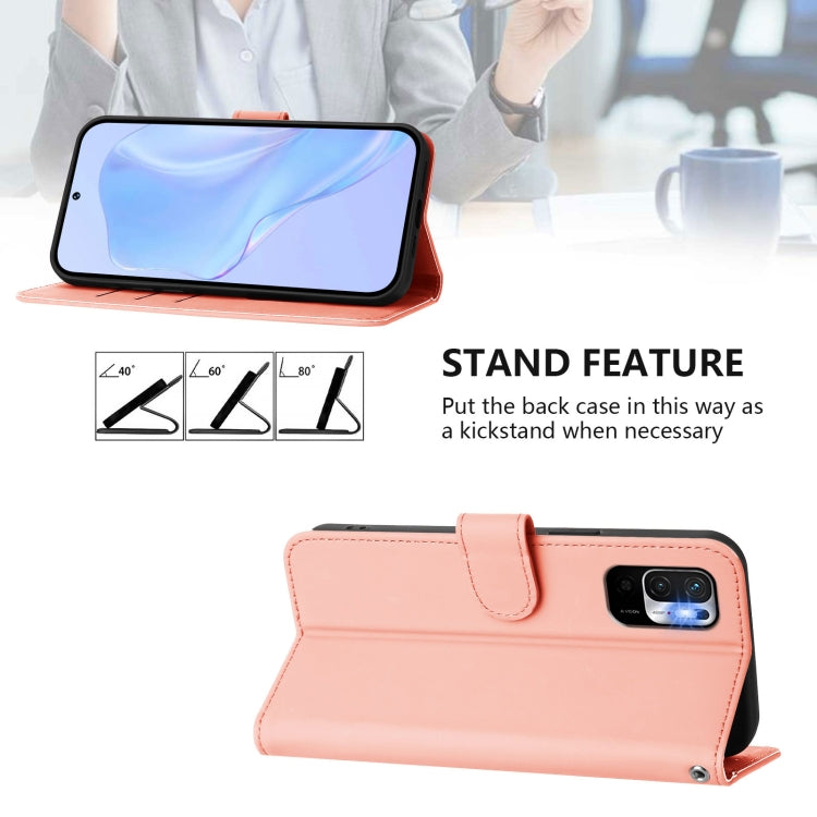 For Xiaomi Poco M3 Pro Skin Feel Solid Color Leather Phone Case with Lanyard