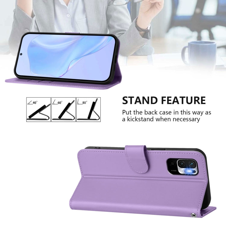 For Xiaomi Poco M3 Pro Skin Feel Solid Color Leather Phone Case with Lanyard