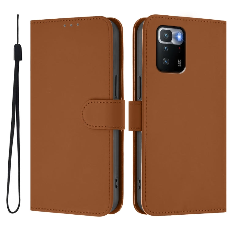 For Xiaomi Poco X3 GT Skin Feel Solid Color Leather Phone Case with Lanyard