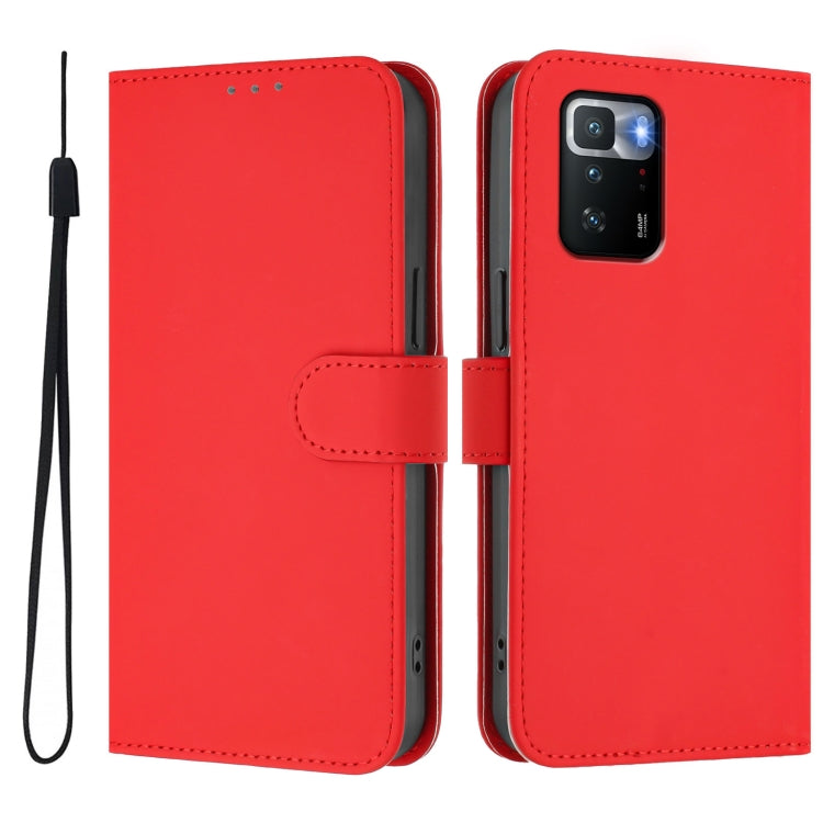 For Xiaomi Poco X3 GT Skin Feel Solid Color Leather Phone Case with Lanyard