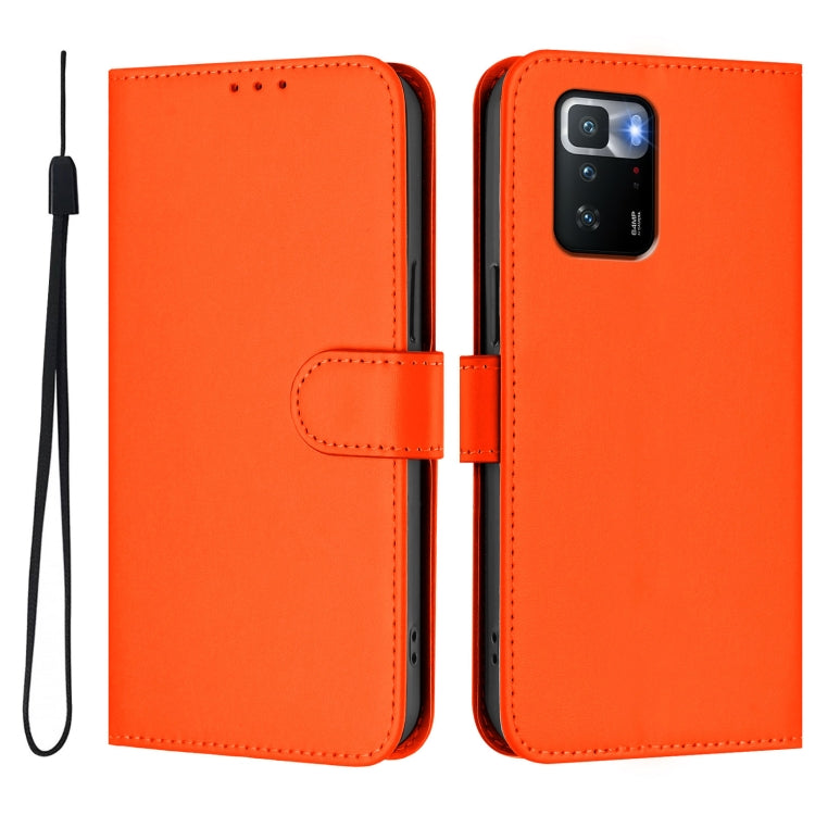 For Xiaomi Poco X3 GT Skin Feel Solid Color Leather Phone Case with Lanyard