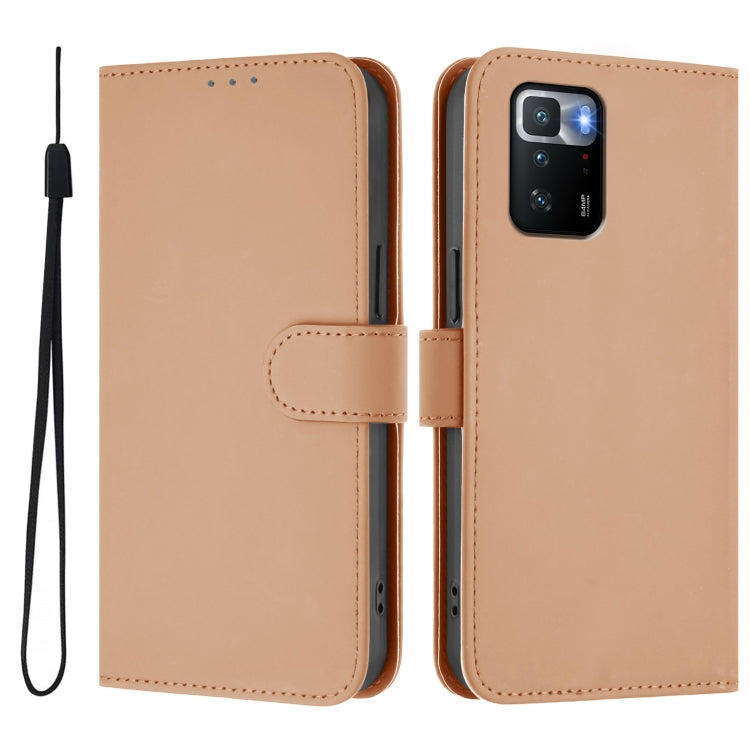 For Xiaomi Poco X3 GT Skin Feel Solid Color Leather Phone Case with Lanyard