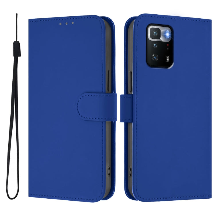 For Xiaomi Poco X3 GT Skin Feel Solid Color Leather Phone Case with Lanyard