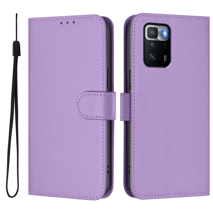 For Xiaomi Poco X3 GT Skin Feel Solid Color Leather Phone Case with Lanyard