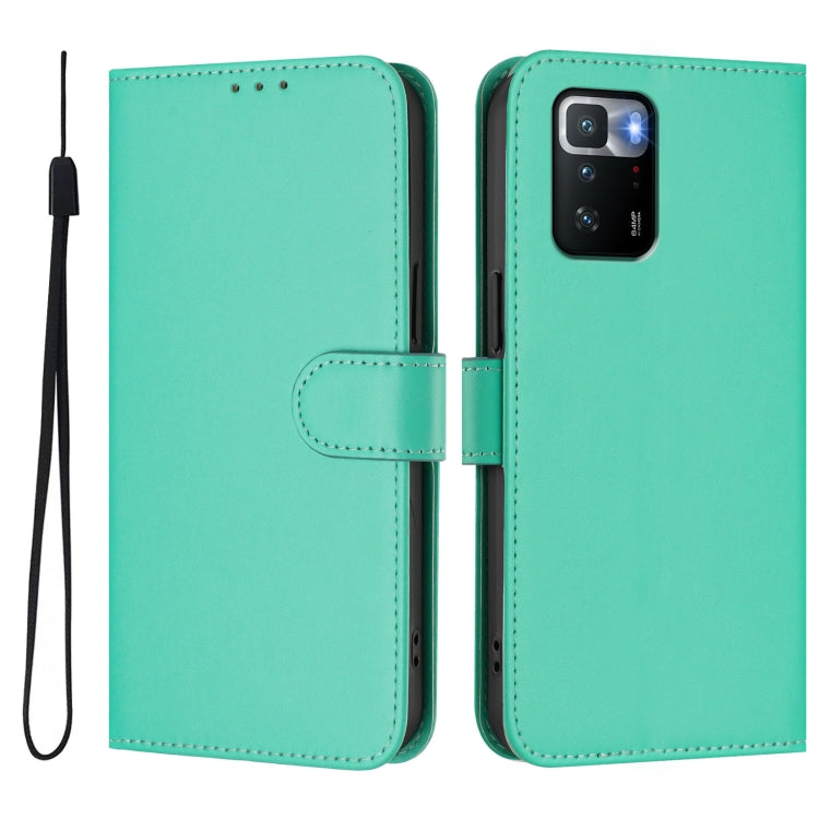 For Xiaomi Poco X3 GT Skin Feel Solid Color Leather Phone Case with Lanyard