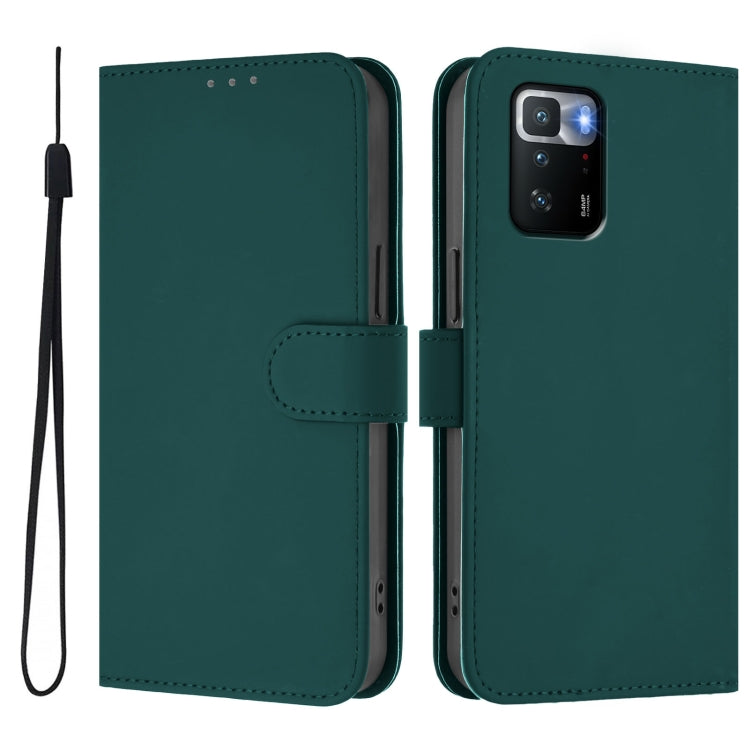 For Xiaomi Poco X3 GT Skin Feel Solid Color Leather Phone Case with Lanyard