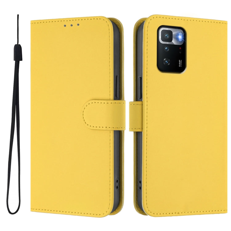 For Xiaomi Poco X3 GT Skin Feel Solid Color Leather Phone Case with Lanyard