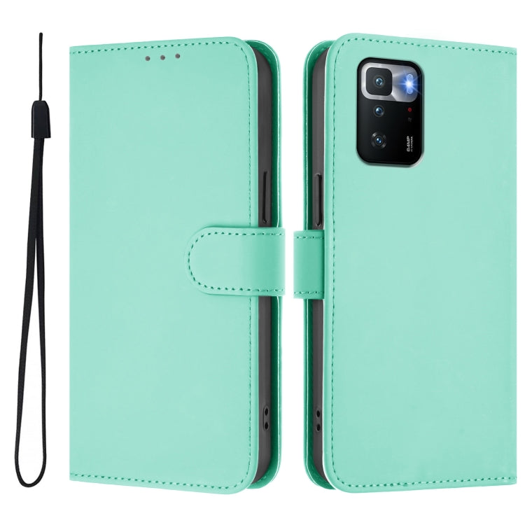 For Xiaomi Poco X3 GT Skin Feel Solid Color Leather Phone Case with Lanyard