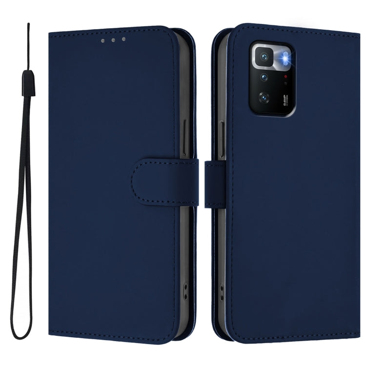 For Xiaomi Poco X3 GT Skin Feel Solid Color Leather Phone Case with Lanyard