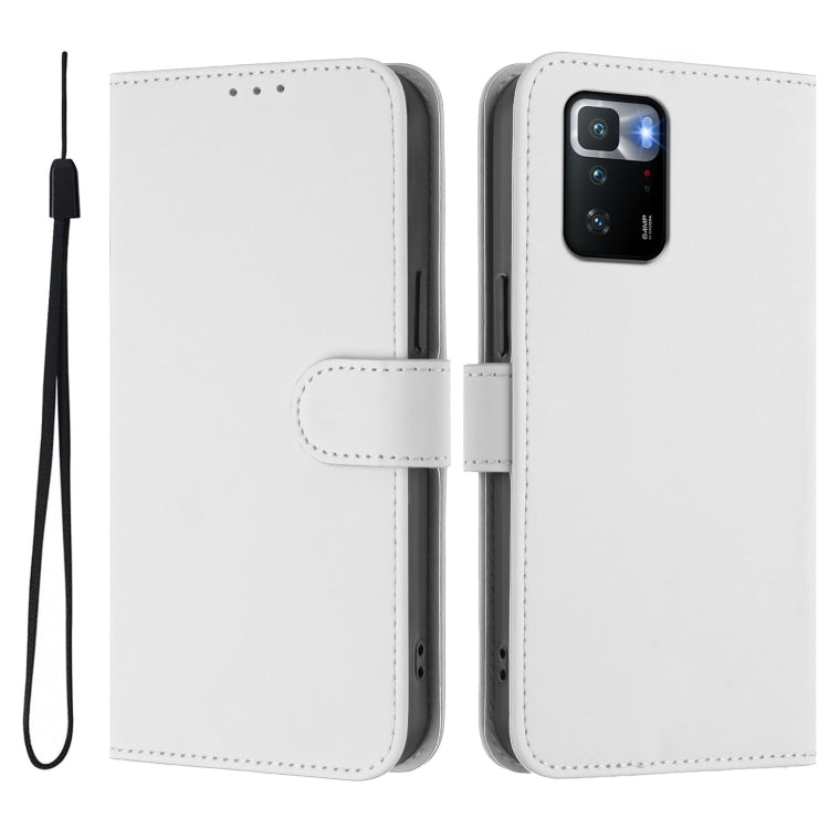 For Xiaomi Poco X3 GT Skin Feel Solid Color Leather Phone Case with Lanyard