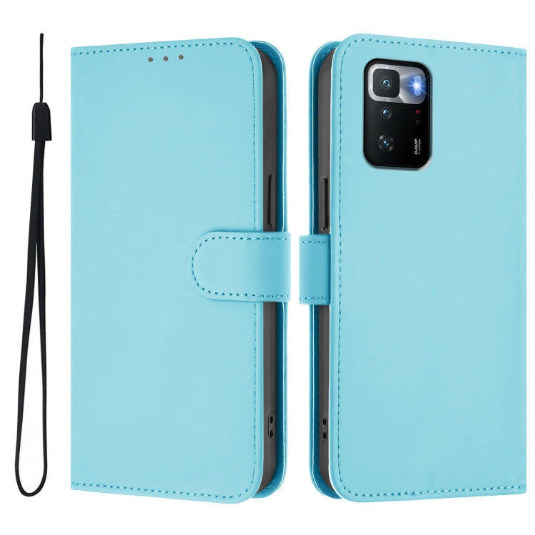 For Xiaomi Poco X3 GT Skin Feel Solid Color Leather Phone Case with Lanyard