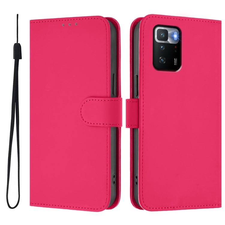 For Xiaomi Poco X3 GT Skin Feel Solid Color Leather Phone Case with Lanyard