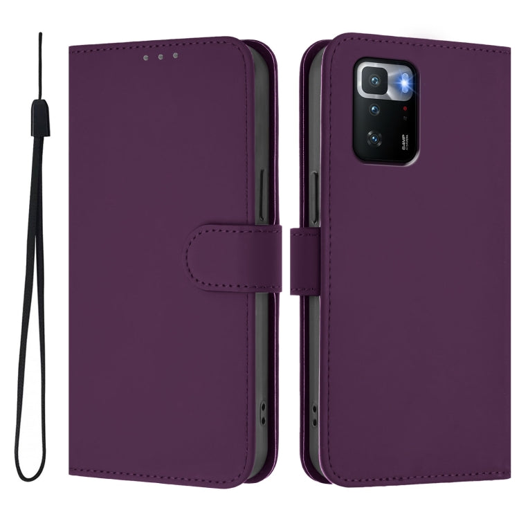 For Xiaomi Poco X3 GT Skin Feel Solid Color Leather Phone Case with Lanyard