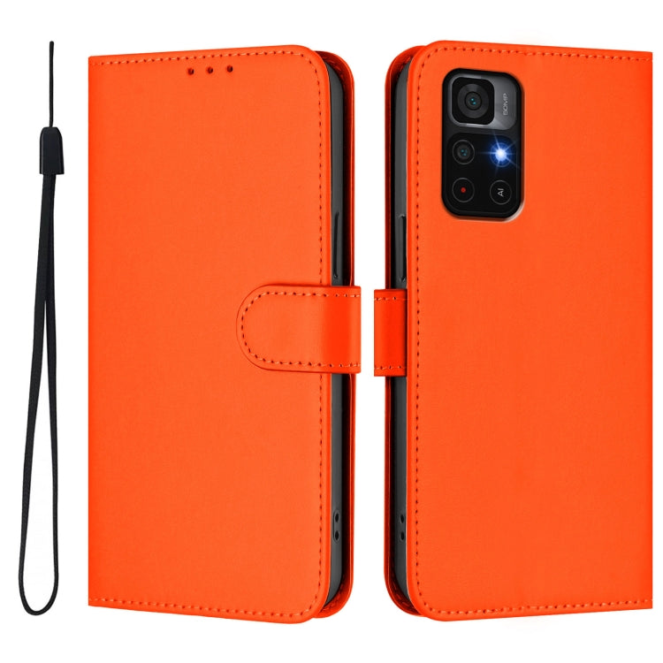For Xiaomi Poco M4 Pro 5G Skin Feel Solid Color Leather Phone Case with Lanyard