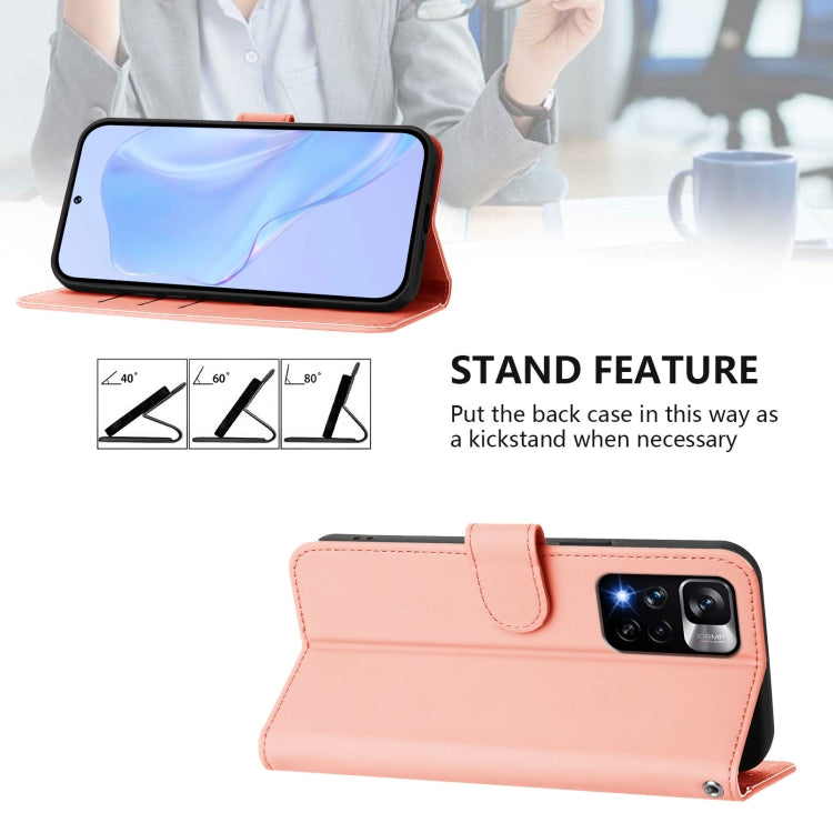 For Xiaomi Poco X4 NFC 5G Skin Feel Solid Color Leather Phone Case with Lanyard