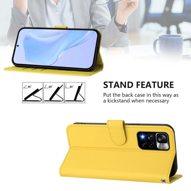 For Xiaomi Poco X4 NFC 5G Skin Feel Solid Color Leather Phone Case with Lanyard