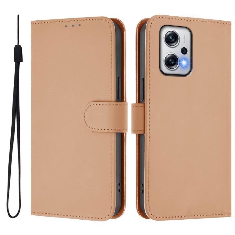 For Xiaomi Poco X4 GT 5G Skin Feel Solid Color Leather Phone Case with Lanyard