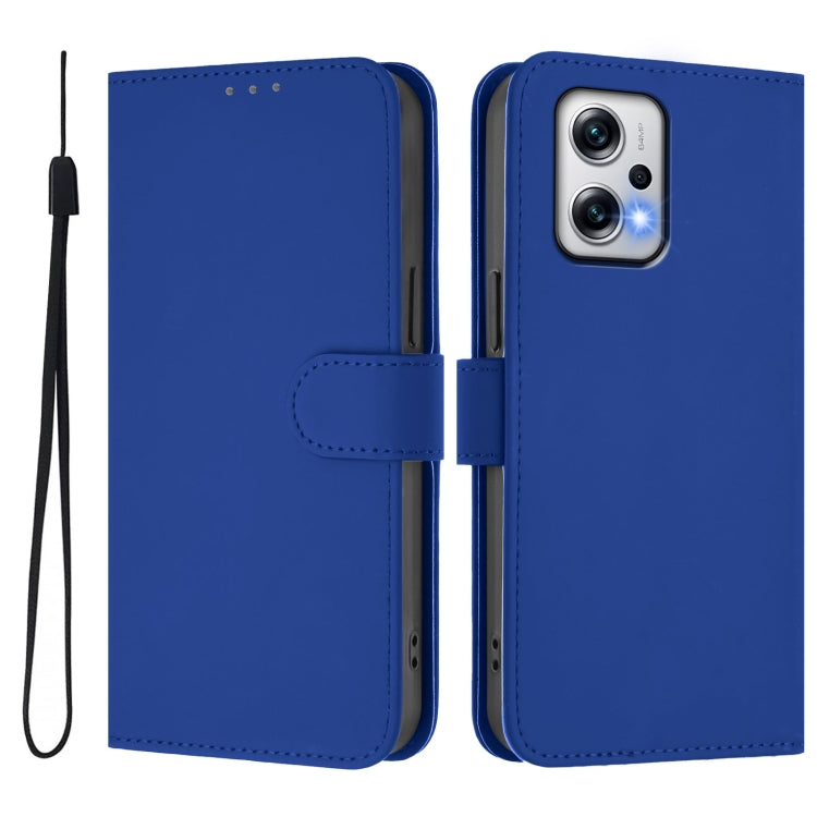 For Xiaomi Poco X4 GT 5G Skin Feel Solid Color Leather Phone Case with Lanyard