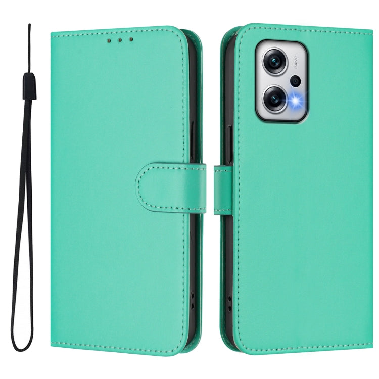 For Xiaomi Poco X4 GT 5G Skin Feel Solid Color Leather Phone Case with Lanyard