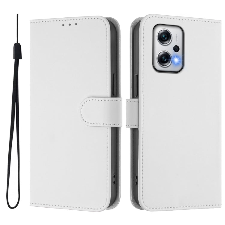 For Xiaomi Poco X4 GT 5G Skin Feel Solid Color Leather Phone Case with Lanyard