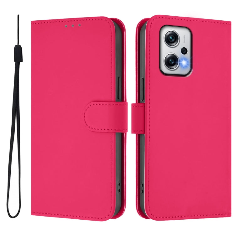 For Xiaomi Poco X4 GT 5G Skin Feel Solid Color Leather Phone Case with Lanyard