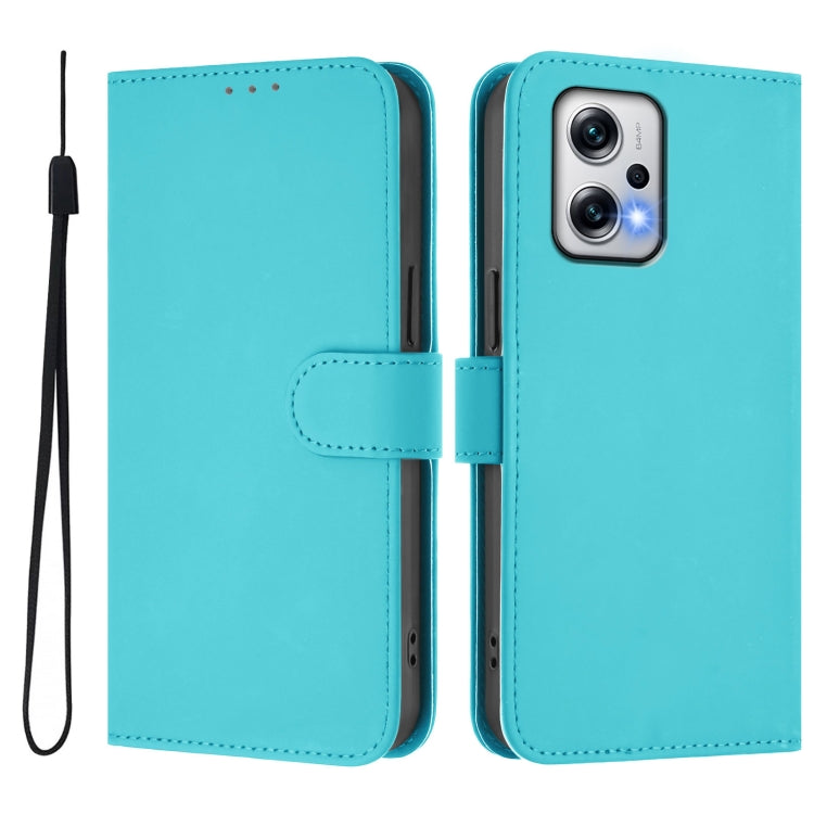 For Xiaomi Poco X4 GT 5G Skin Feel Solid Color Leather Phone Case with Lanyard