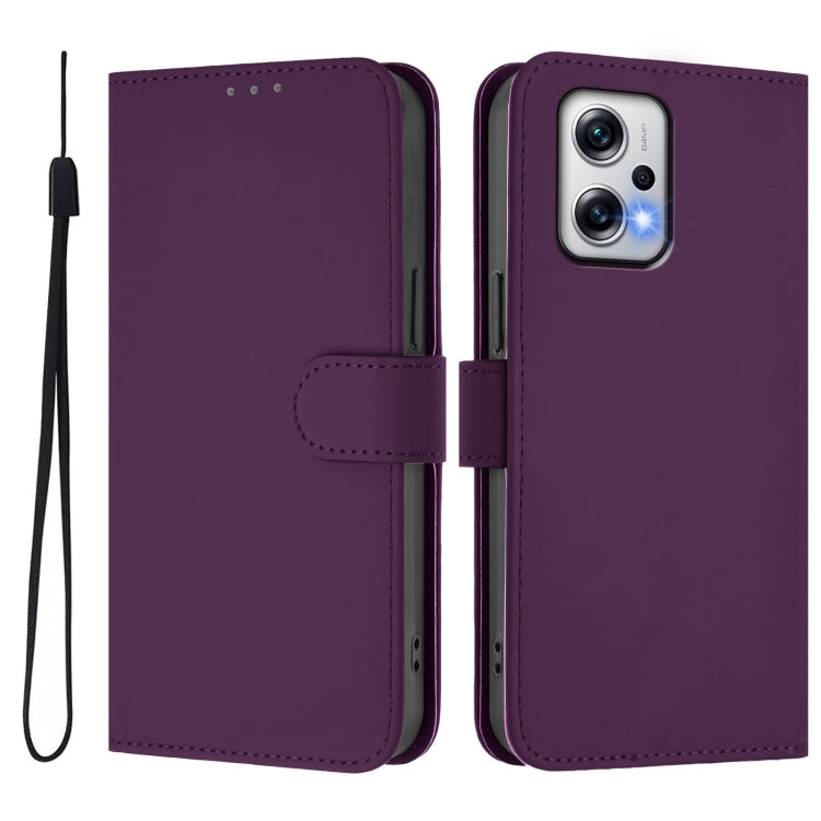 For Xiaomi Poco X4 GT 5G Skin Feel Solid Color Leather Phone Case with Lanyard