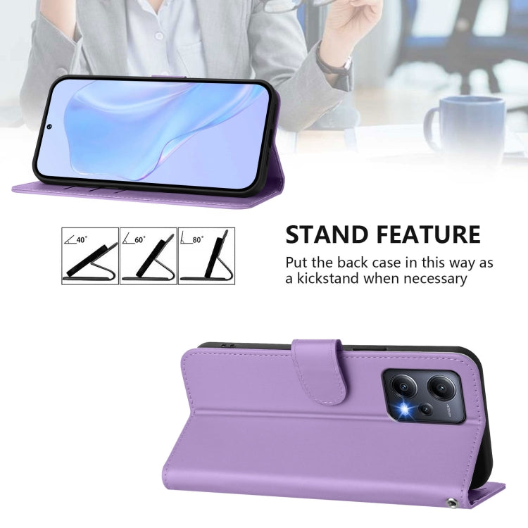For Xiaomi Poco X5 Skin Feel Solid Color Leather Phone Case with Lanyard