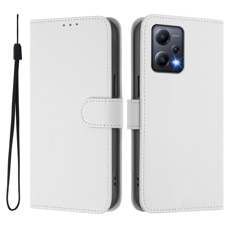 For Xiaomi Poco X5 Skin Feel Solid Color Leather Phone Case with Lanyard