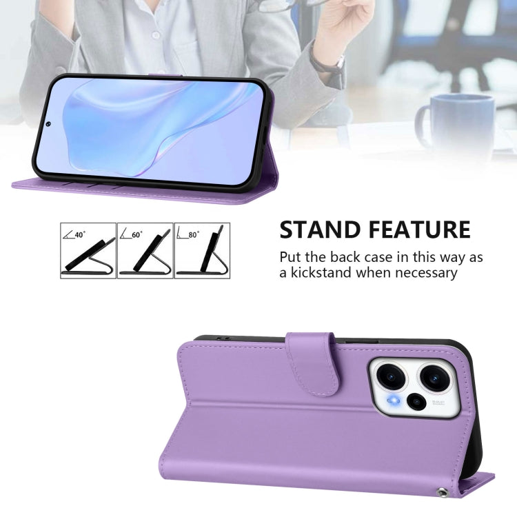For Xiaomi Poco F5 Skin Feel Solid Color Leather Phone Case with Lanyard