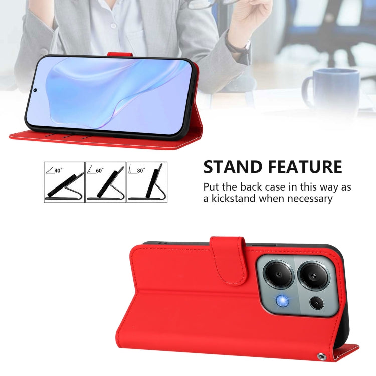 For Xiaomi Poco M6 Pro 4G Skin Feel Solid Color Leather Phone Case with Lanyard