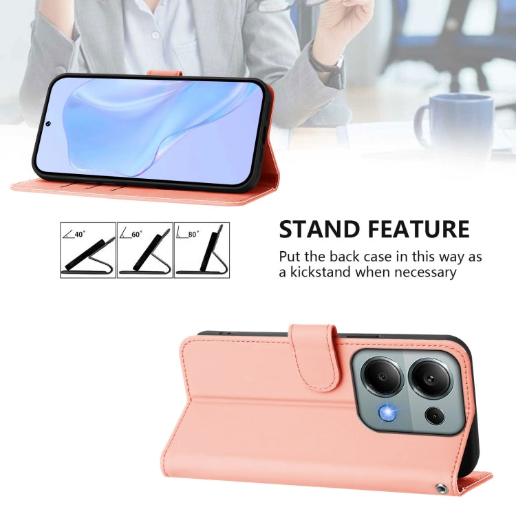 For Xiaomi Poco M6 Pro 4G Skin Feel Solid Color Leather Phone Case with Lanyard
