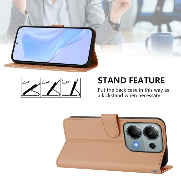 For Xiaomi Poco M6 Pro 4G Skin Feel Solid Color Leather Phone Case with Lanyard
