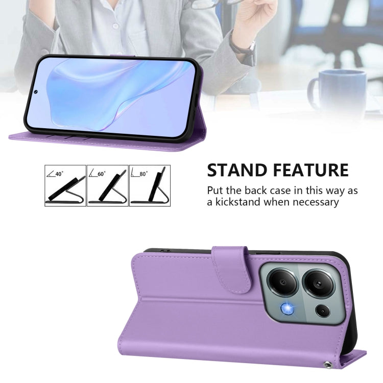For Xiaomi Poco M6 Pro 4G Skin Feel Solid Color Leather Phone Case with Lanyard