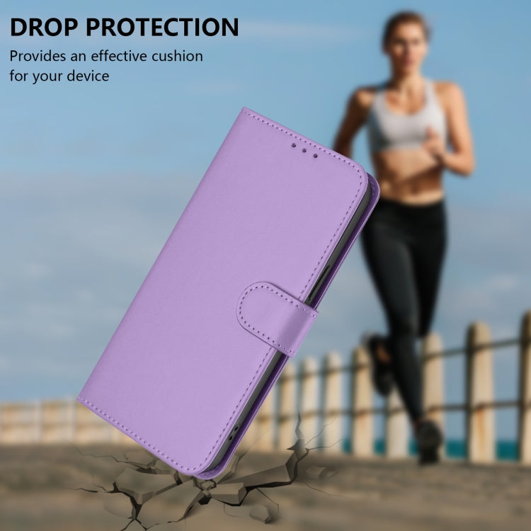 For Xiaomi Poco M6 Pro 4G Skin Feel Solid Color Leather Phone Case with Lanyard